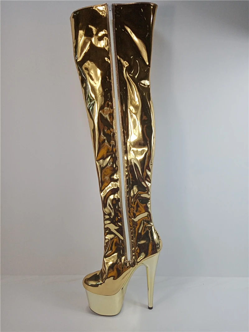 Rncksi Women Bread up before  Stiletto 17CM High Heels Transparent PU Above-The-Knee Lace Up Party Fashion Show Shoes