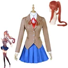 DOKI Literature Club Monika Косплей Sayori Yuri Natsuki Косплей Костюм Хэллоуин Вечеринка Униформа школьница женский костюм