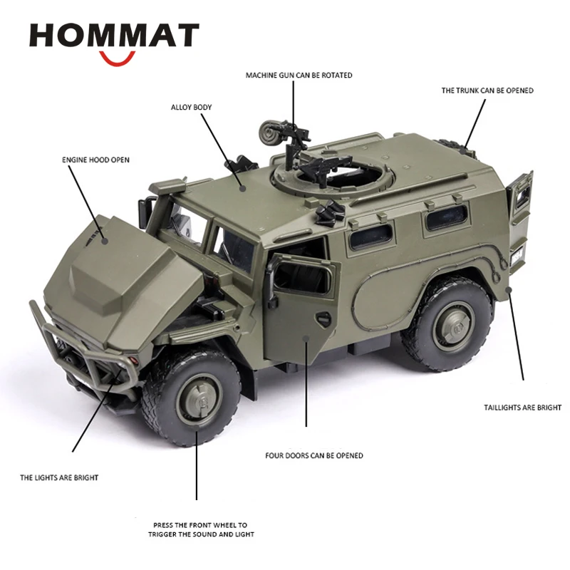 HOMMAT 1:32 Tiger M военный бронированный зеленый автомобиль модель автомобиля из