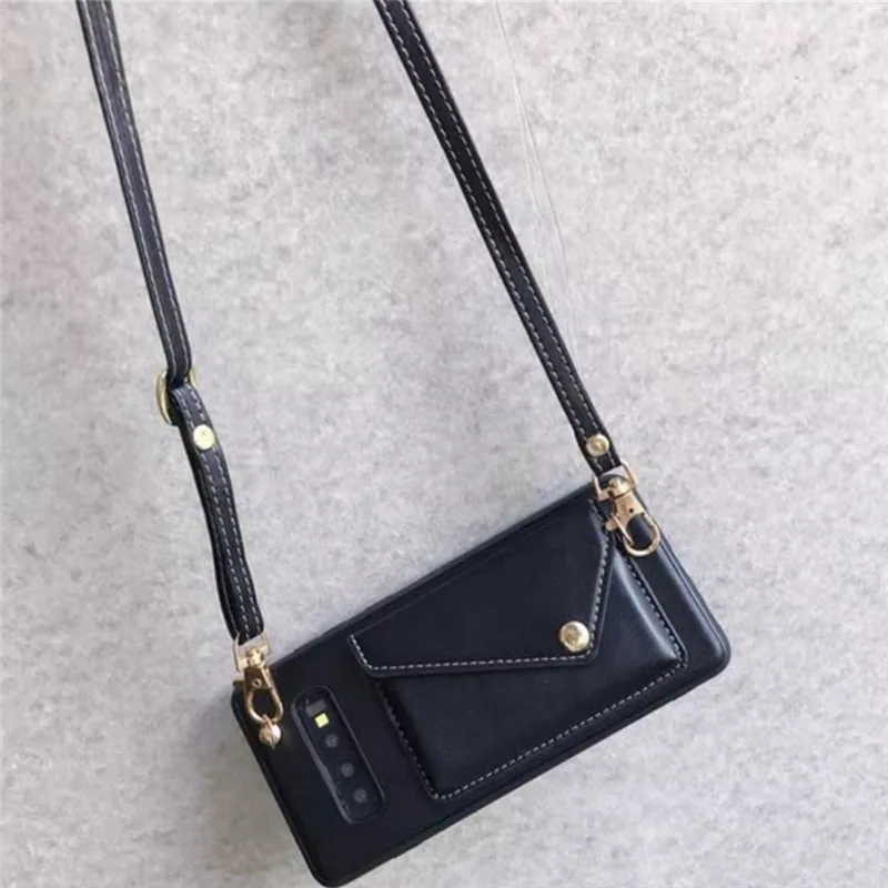 

Crossbody Long Chain phonecase For Samsung Galaxy S20 ultra plus S9 S10 plus S10E note9 Card Wallet Case Back cover with strap