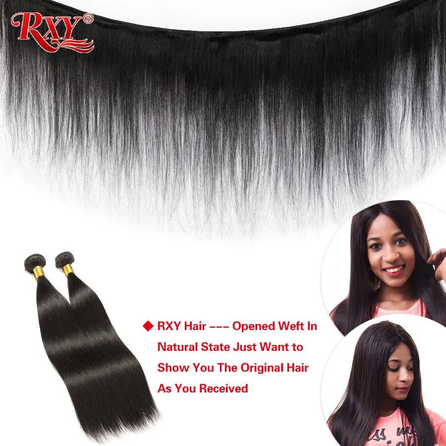 RXY бразильские пучки волос плетение с закрытием прямые человеческие волосы 3