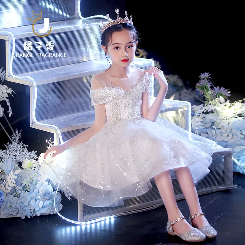 

Кружевное платье с блестками и цветами для девочек, детские Свадебные платья для принцесс, бальные платья для девочек, бутиковечерние вечер...