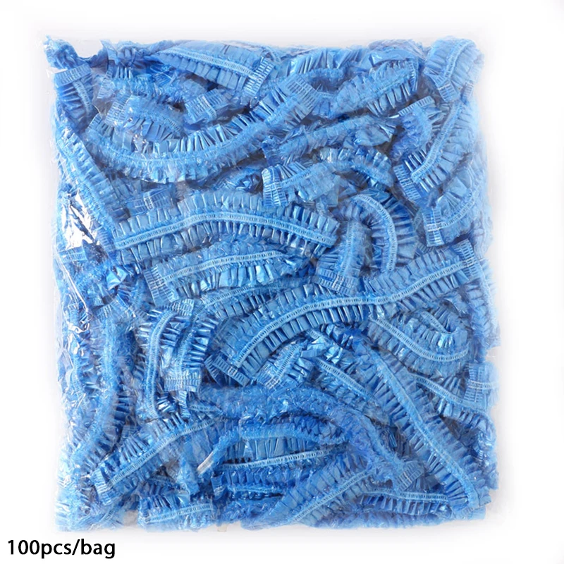 100pcs/set New Surgical Cap - Hair Net Caterpillar cap Blue Bouffant Shower |