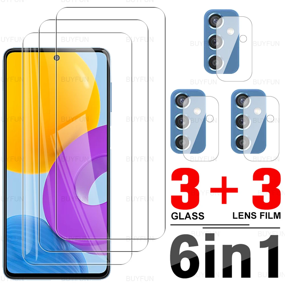 

6 в 1 закаленное стекло для Samsung Galaxy M52 5G, Защита экрана для Samsung M52 M12 M22 M32 4G M62, защитная пленка для объектива камеры