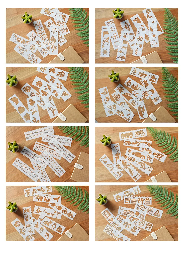 8 шт./компл. мультяшный трафарет Раскрашивание кружево линейка новогодний