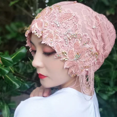 Роскошный свадебный мусульманский шарф женские бисероплетенные кисточки хиджаб