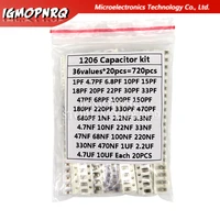 36values 1pf 10uf electronic capacitor set 1206 smd ceramic capacitor assortment kit 22pf 47pf 22nf 100nf 2 2uf 4 7uf capacitors