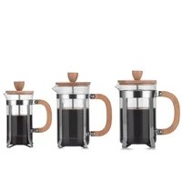 press the wooden teapot glass pressure pot to filter coffee appliance 350600800ml glass coffee pot