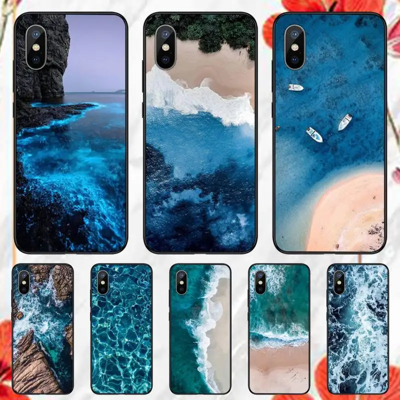 

Blue sea waves beach Phone Case for iPhone 11 12 13 pro XS MAX 8 7 6 6S Plus X 5S SE 2020 XR mini