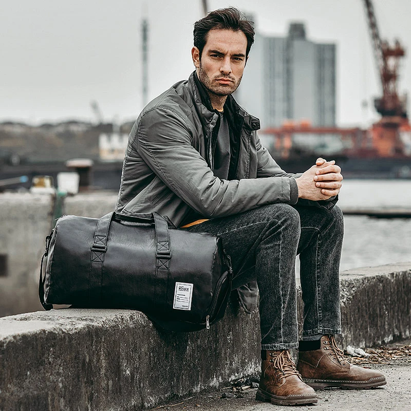 Уличная кожаная дорожная сумка для мужчин и женщин Водонепроницаемая спортивная