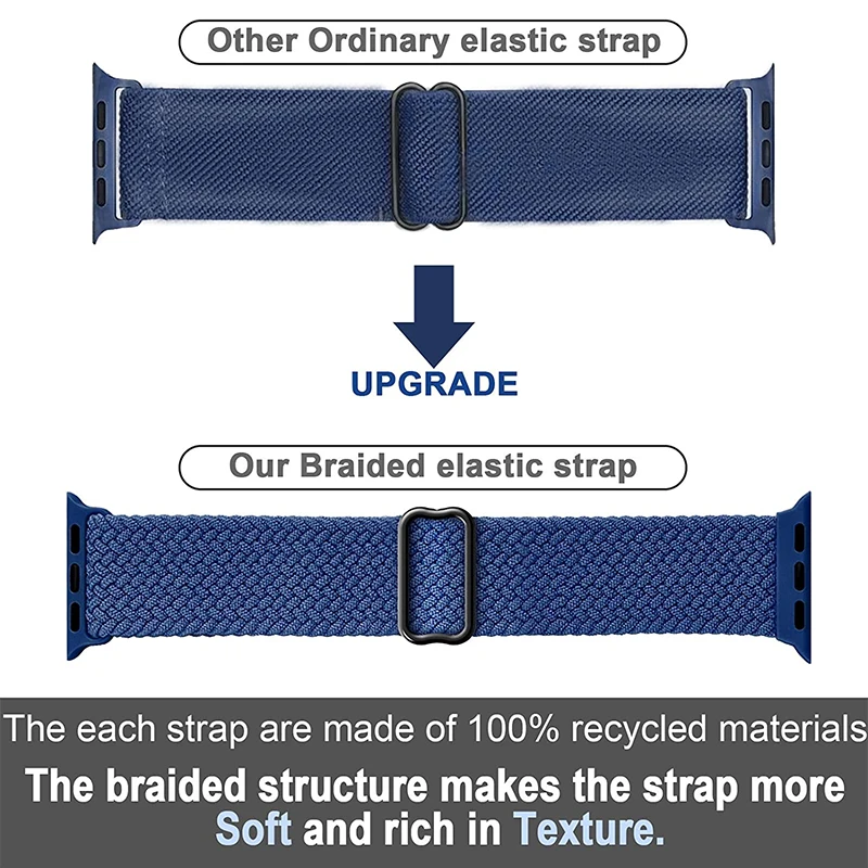 Braided Solo Loop For Apple watch band 44mm 40mm 38mm 42mm Nylon Adjustable Elastic belt bracelet correa iWatch 3 4 5 se 6 strap