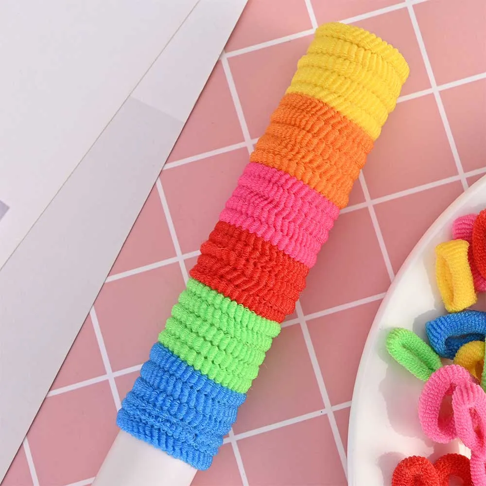 100Pcs-1cm Quaslover, 100 шт./лот, Модные Цветные нейлоновые эластичные канаты для волос для девочек, женские головные канаты, Детские держатели для волос, кольца, детская лента для волос - Цвет: 100Pcs-1cm