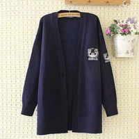 plus size 2xl 4xl womens red navy blue autumn winter cardigan oversized cute cat embroidery outerwear