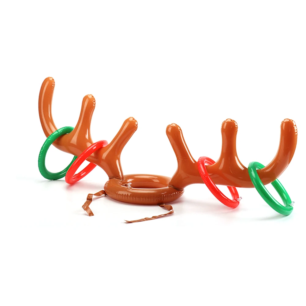 

Kids Inflatable Santa Funny Reindeer Antler Hat Ring Christmas Holiday Party Game Supplies Toys Christmas Gift Decoration