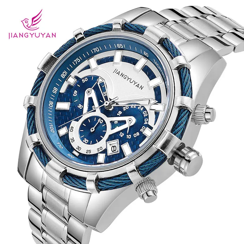 

Men's Stainless Steel Watch Fashion Luxury Leisure Time Calendar Night Light Gold Watch Quartz Waterproof Watch