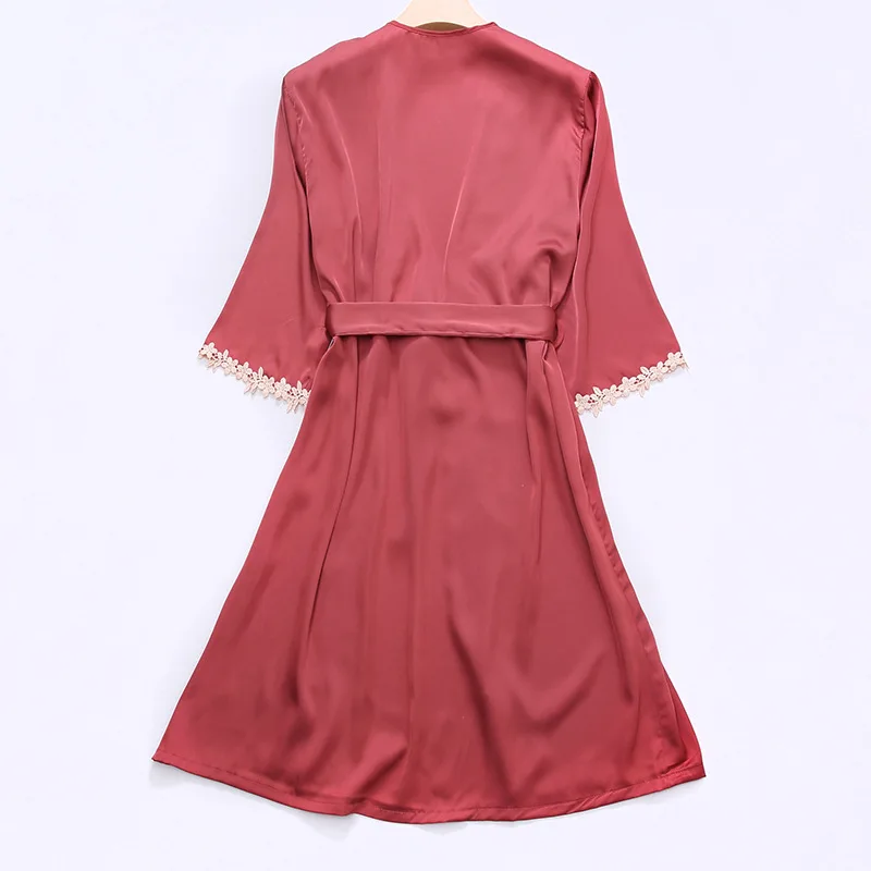 

Fiklyc Robe & Gown Sets Women's Satin 2PC Sexy Nightwear Pyjamas Sets Lingerie Sleepwear Padded Chest Spring / Summer Homewear