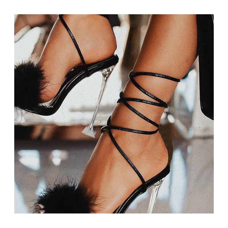 

Женские туфли-лодочки на шнуровке, с прозрачным каблуком