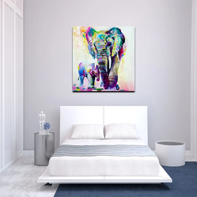 Бескаркасная винтажная роспись Слон самодельная маслом красочная современная