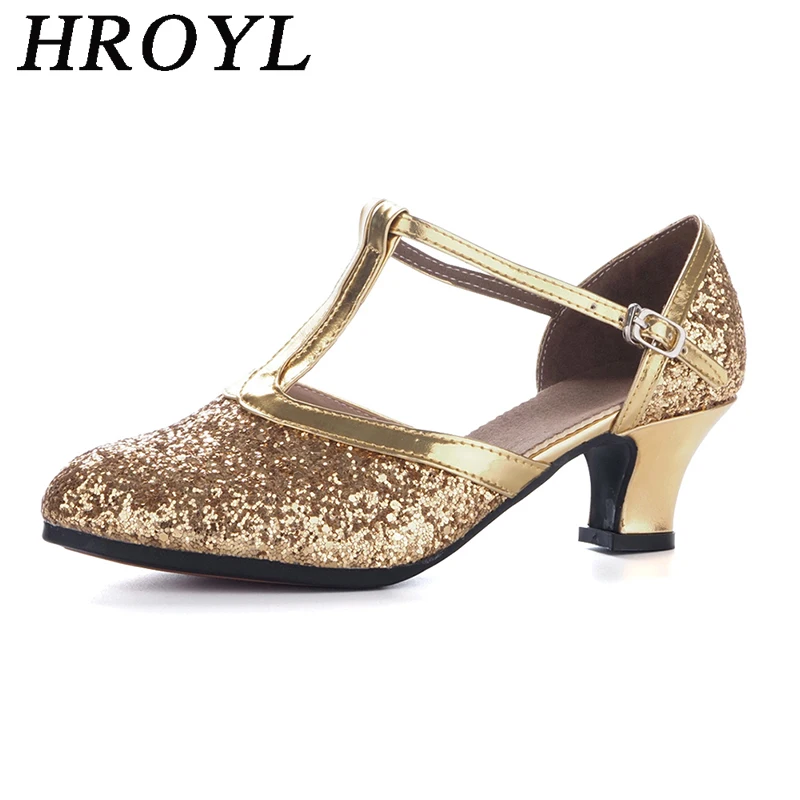 

Tango Dancing Shoes Women Latin Dance Shoes Ballroom Shoes Durable And Comfortable Sequins Cloth Modern Dance Shoes Gold Silver