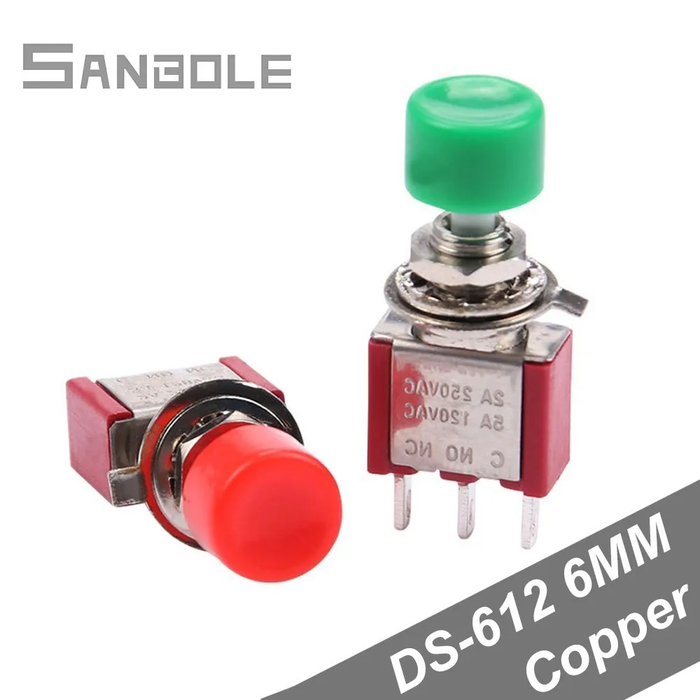 6 мм мини переключатель тумблер Кнопка DS 612 красный/зеленый головка 3 ноги
