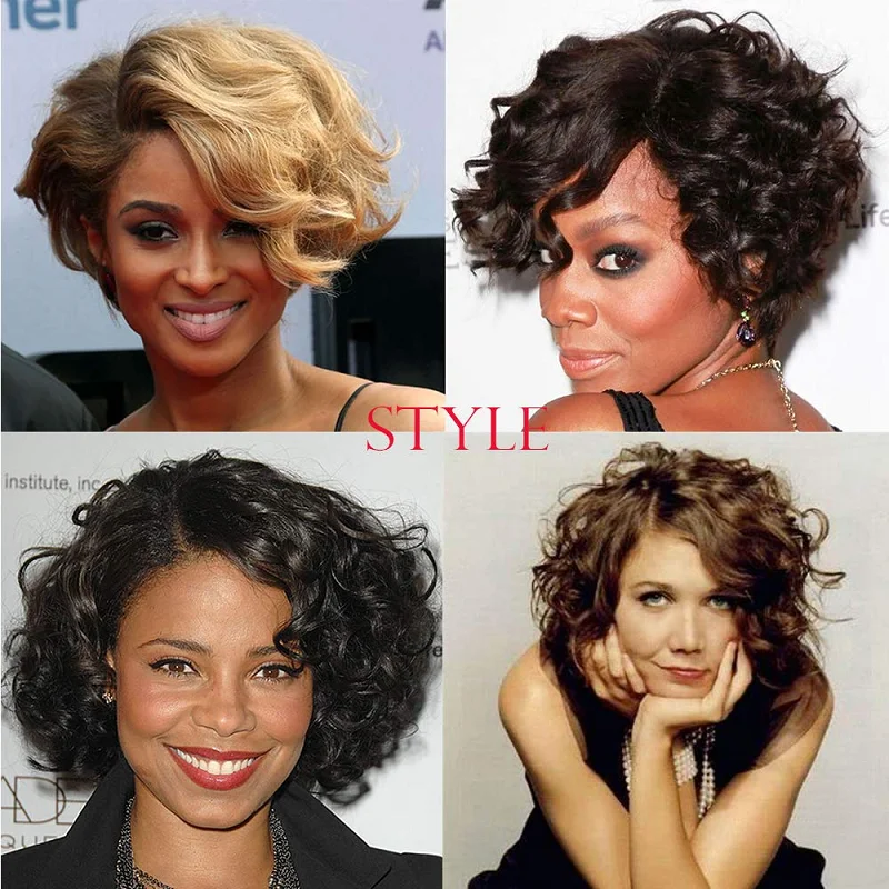 Парик Pixie Cut кудрявый Боб кружевной передний парик 150% плотность 13х4 кружевные