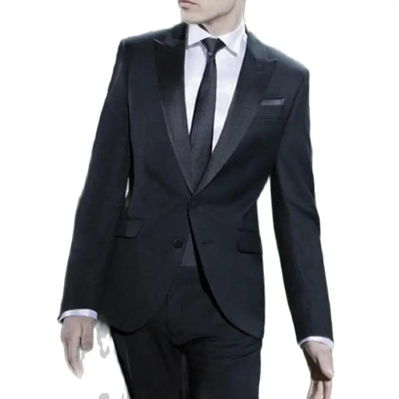 

Новинка 2020, стильные мужские смокинги для жениха с атласным отворотом, черные мужские костюмы, Свадебный костюм для лучшего человека (пиджа...