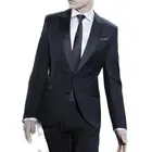 Новинка 2020, стильные мужские смокинги для жениха с атласным отворотом, черные мужские костюмы, Свадебный костюм для лучшего человека (пиджак + брюки + галстук + носовой платок)