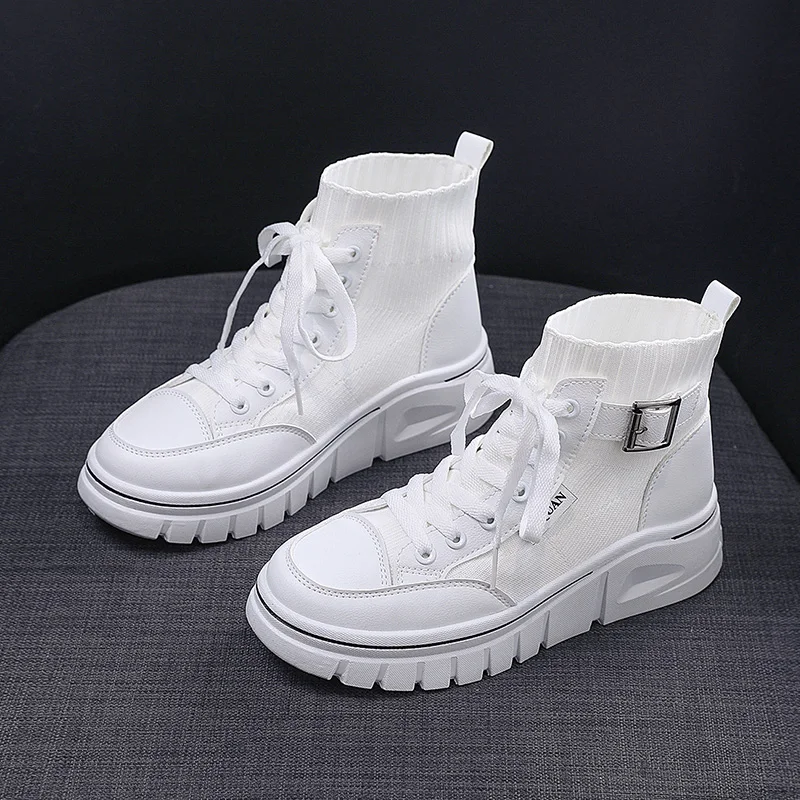 

Туфли женские из ПУ кожи, повседневная теннисная обувь, однотонные, сетчатые, спортивные, белые