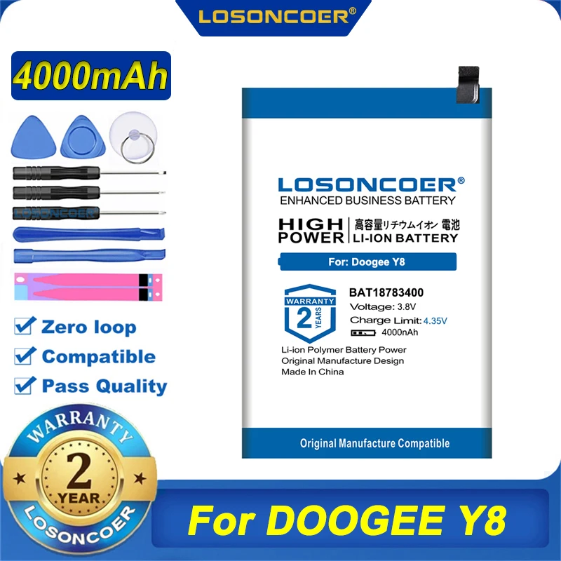 100% Оригинальный аккумулятор LOSONCOER BAT18783400 4000 мАч для батареи Doogee Y8|Аккумуляторы