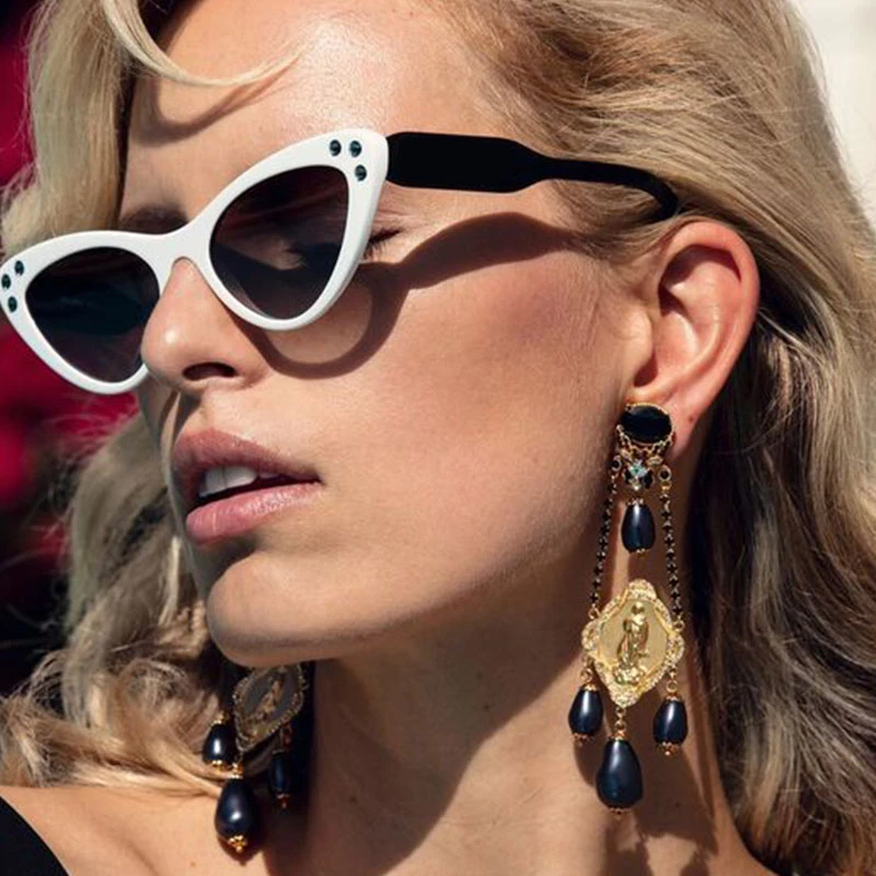 Модные Звездные Солнцезащитные очки кошачий глаз женские модные градиентные