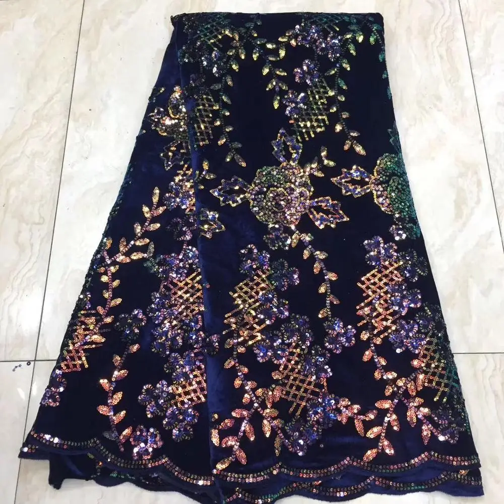 

Black New Arrival African Velvet Lace Fabric 2020 High Quality sequins Lace Nigerian French Net Lace Fabrics For Wedding Sewing