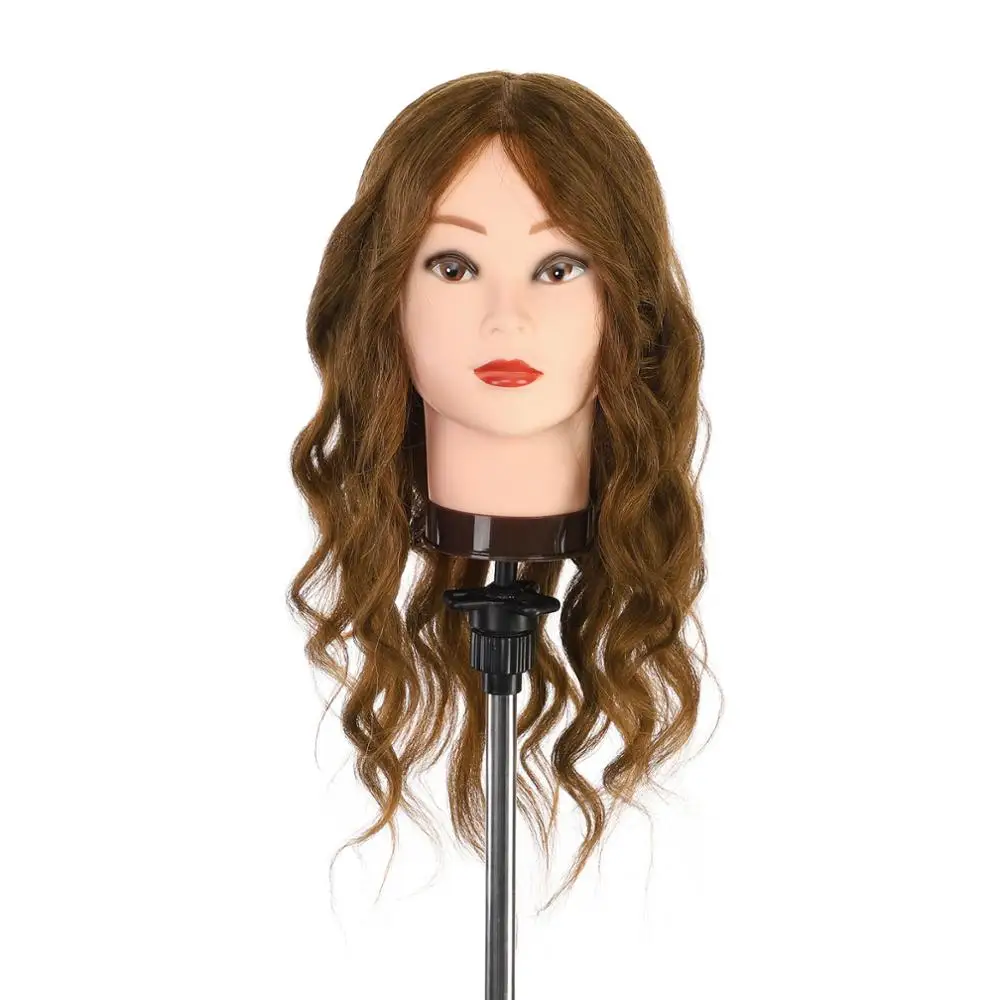 20 Inch 100% Real Human Hair Mannequin Head for Hairdressers Salon Hairdressing Practice Training Doll  Head for Hairstyle