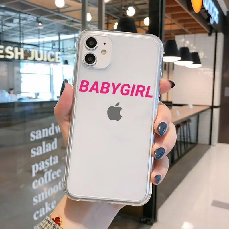 

BABY Pink simplicity Babe aesthetics Phone Case Transparent for iPhone 11 12 mini pro XS MAX 8 7 6 6S Plus X 5S SE 2020 XR