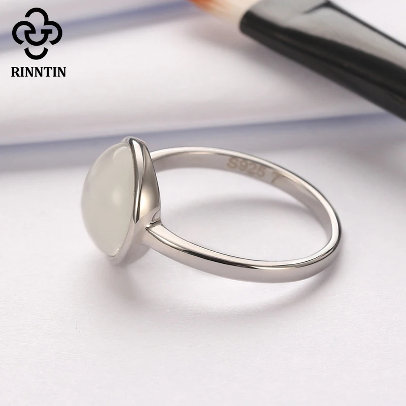 Женское кольцо с кошачьим глазом Rinntin серебряное покрытием из натурального