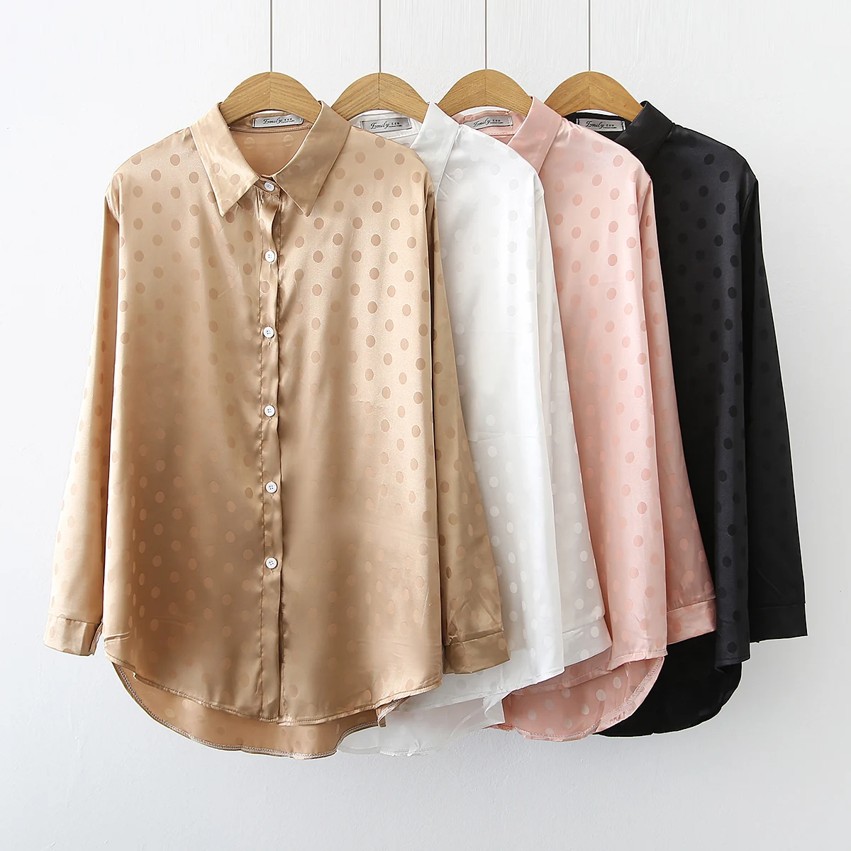 

Summer Women's Blouses Chiffon Polo Shirts Casual Shirt Plus Size Loose Top Print Tops Solid Long Sleeve Lady Blouse Houthion