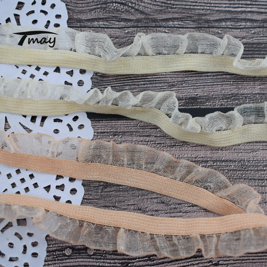 #1594 двухцветные кружева из органзы с оборками эластичные ленты для нижнего белья