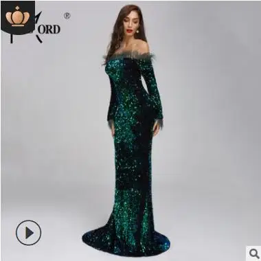 Осенне зимние новые женские сексуальные платья с длинным рукавом блестками и