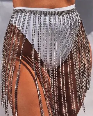 

hot selling nightclub in Europe and America Water Diamond bright diamond inlaid with diamond tassel waist chain Dropshipping