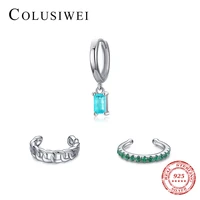 colusiwei geometric three style earring genuine 925 sterling silver luxury tourmaline clips earring for women 1pcs fine jewelry
