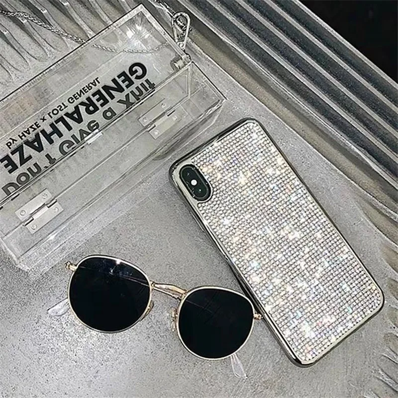 

Diamond-studded electroplating edging luxury iphone6/7/8plus mobile phone case11proxs silicone protective cover female soft edge
