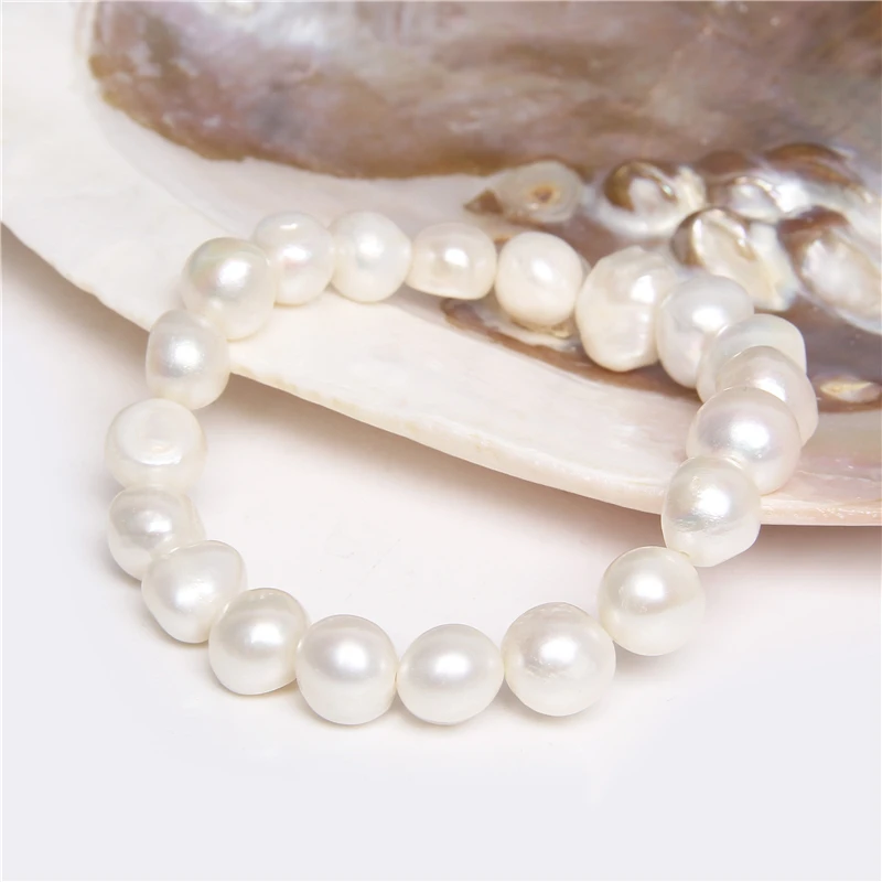 Женская цепочка с натуральным жемчугом в стиле барокко эластичная из