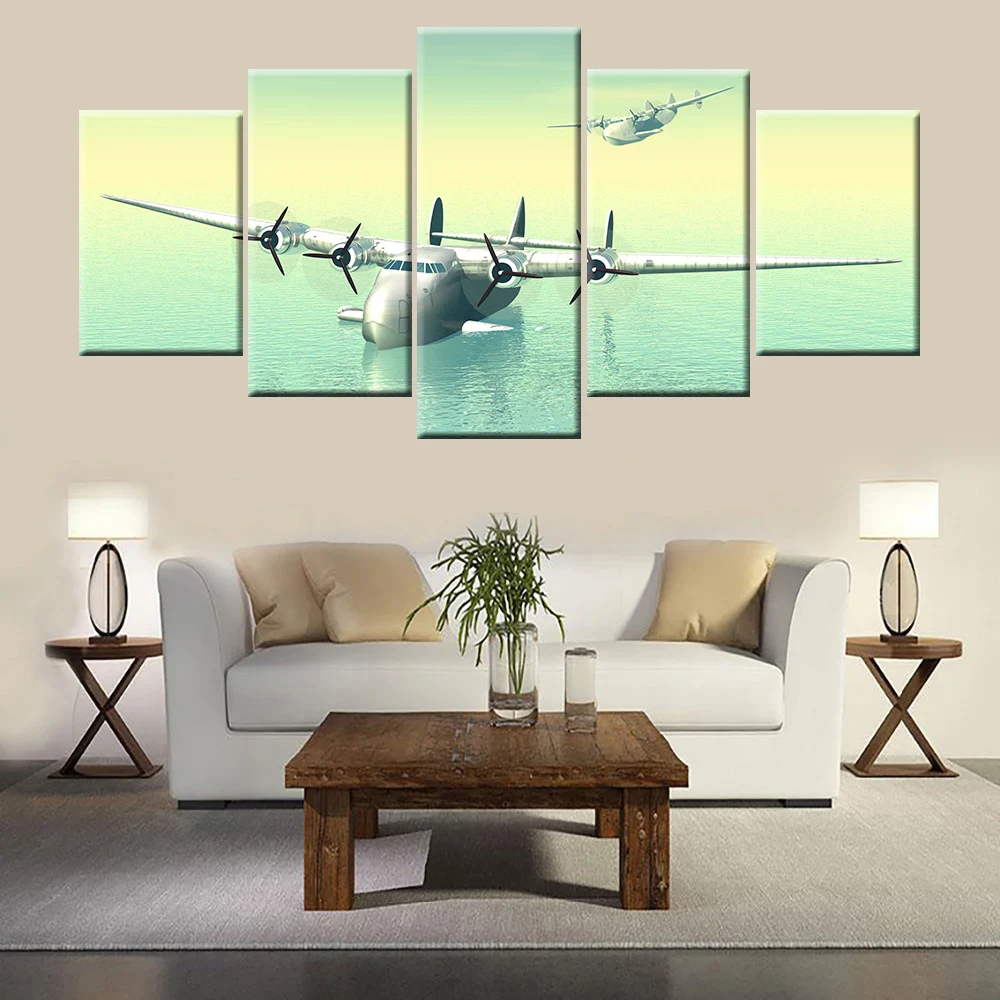 Настенные картины на холсте Модульная картина с самолетом из 5 частей самолета в