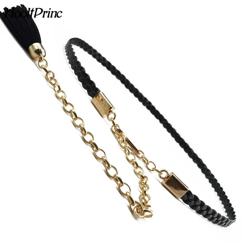 Женский винтажный Плетеный ремень из ПУ кожи с кисточками | Аксессуары для одежды