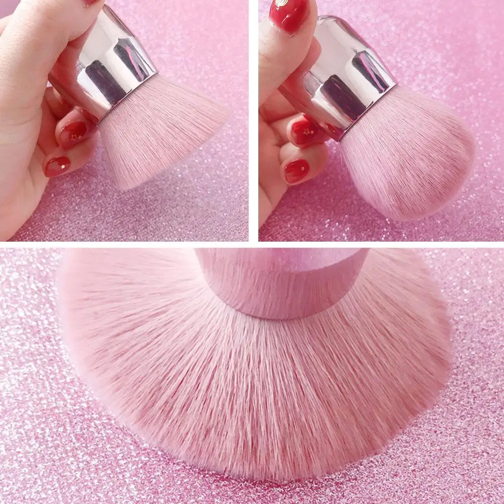 

Big Soft Blush Powder Pink Hair Mushroom Shape Makeup Brush Nail Paint Gel Dust Cleaning Brush Make Up Nail Art Manicure Tool