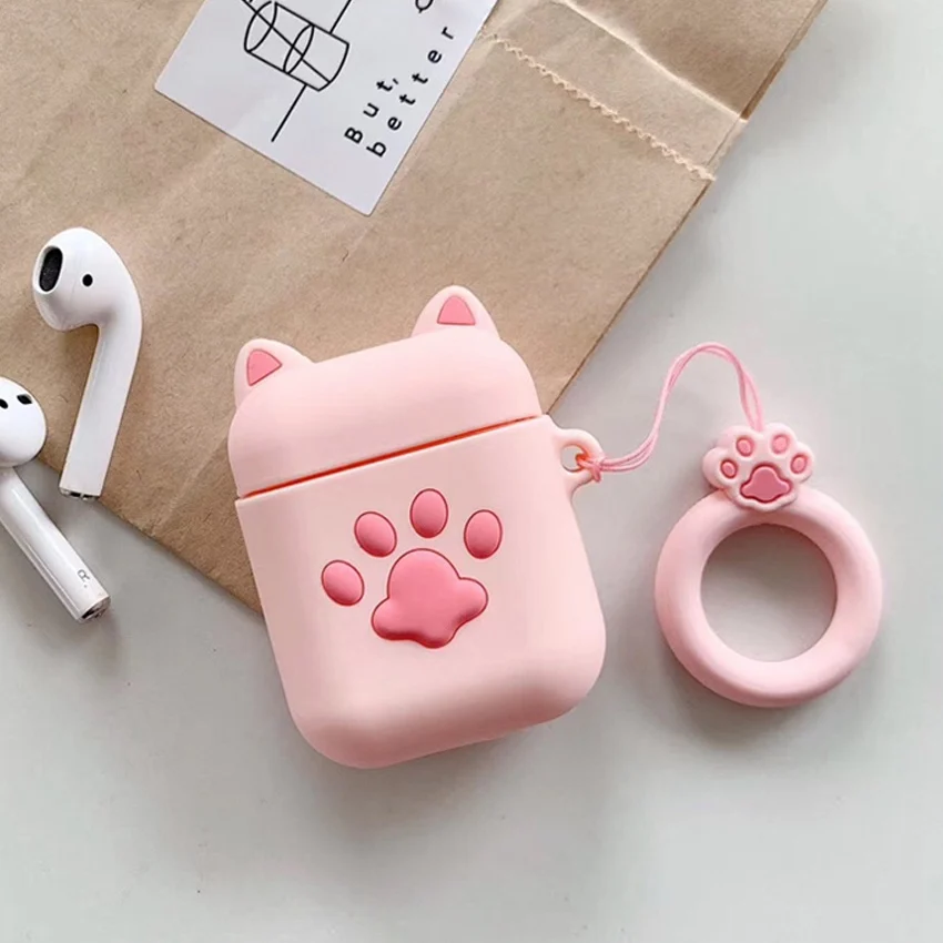 AB5 Чехол для airpods с милым котом из мультфильма, защитный чехол с милым ремешком, силиконовый чехол для air pods 2, беспроводной чехол для наушников - Цвет: AB5