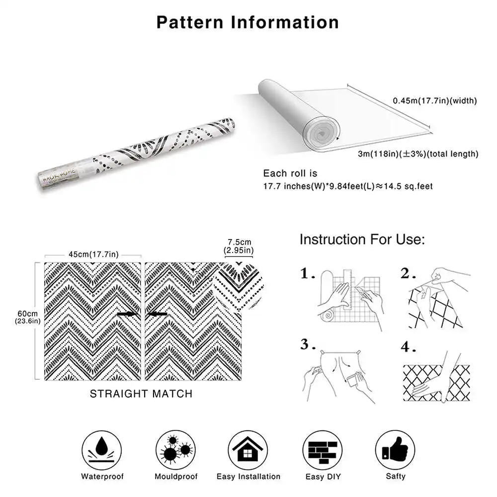 Современная круглая овальная полоса самоклеящаяся бумага для стен черная белая