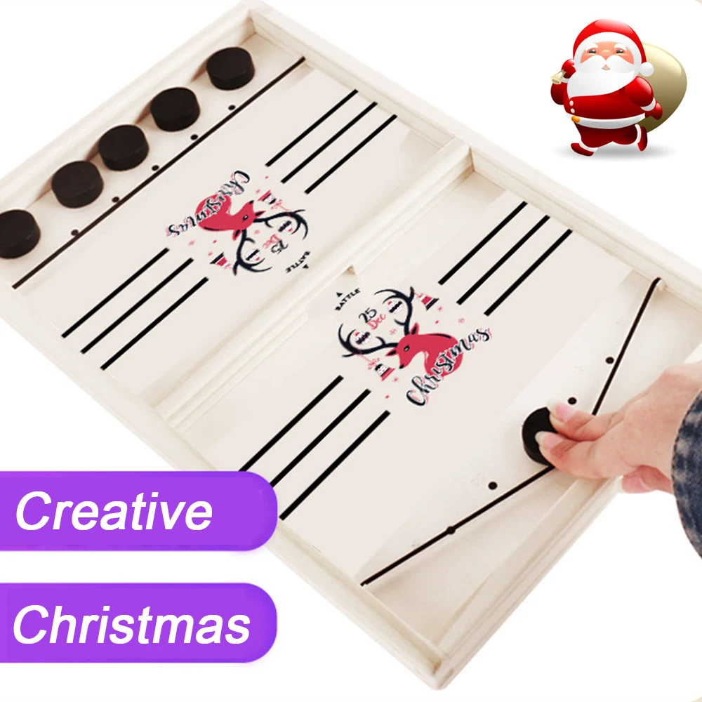 

Fast Sling Puck Game Paced Wooden Table Hockey Winner Games Interactive Chess Toys For Adult Children Desktop Battle Board Game