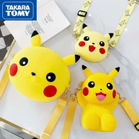 takara tomy pokemon pikachu 2021 new cartoon large capacity messenger bag silicone coin purse fashion mobile phone bag gift girl
