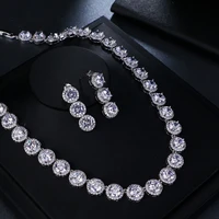 dazzling aaa round zirconia flower bridal wedding jewelry sets for lover popular jewelry gift elegant women party dinner dress