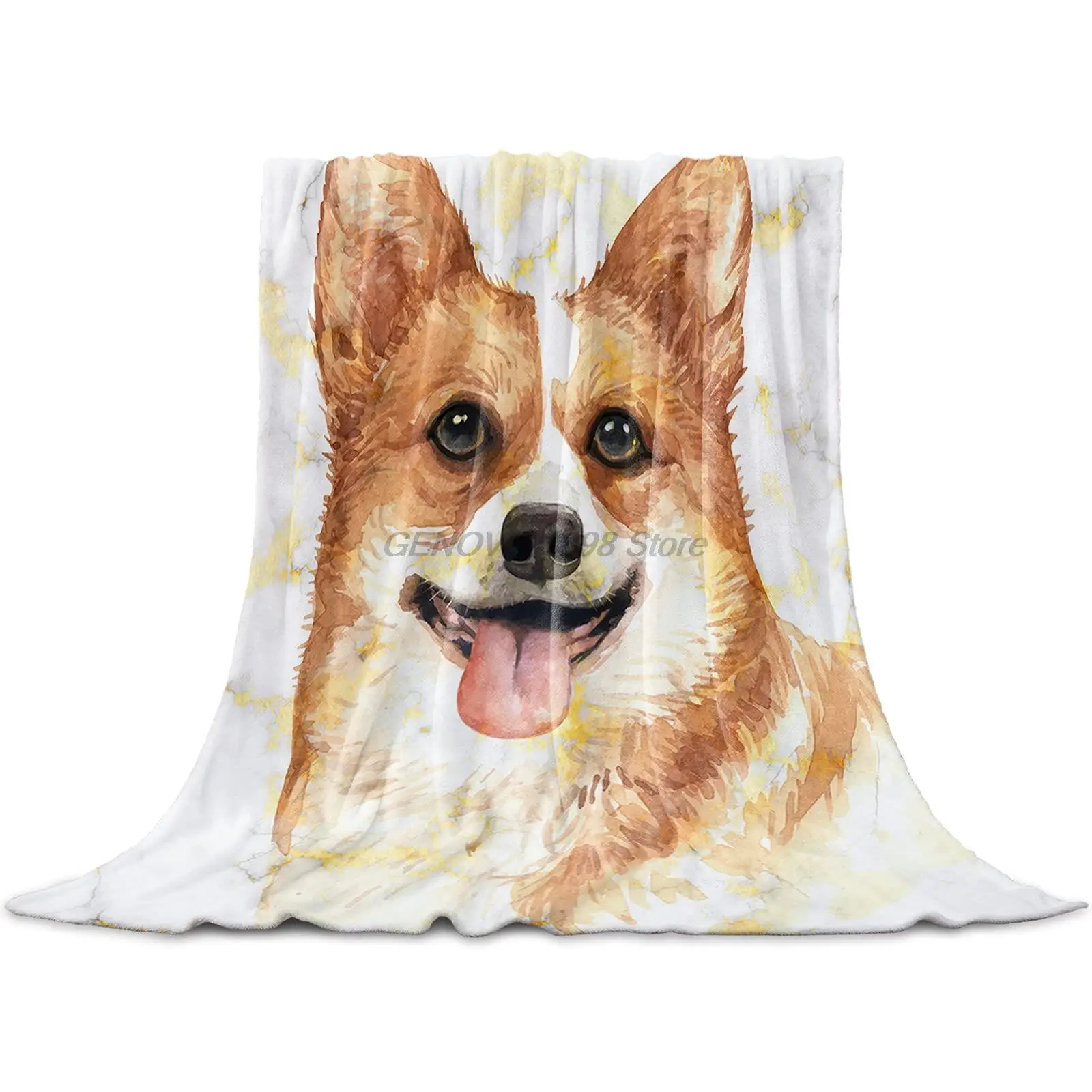 

Fleece Throw Blanket Full Size, Lovely Pet Dog Animal Marble Pattern Lightweight Flannel Blankets for Couch Bed Living Room, Wa
